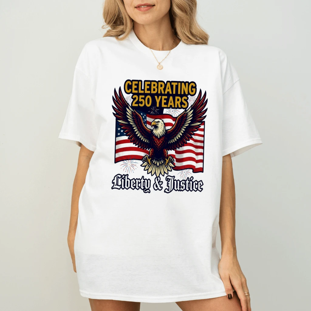 Retro Celebrating 250 Years of Freedom T-Shirt - USA Patriotic Eagle Gift for Him & Her - back view