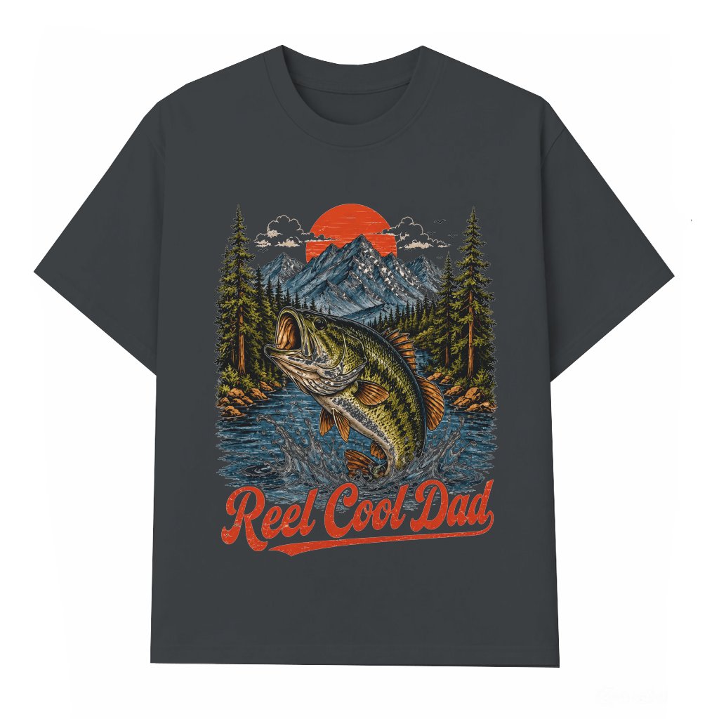 Retro Reel Cool Dad T-Shirt - Fishing Dad Gift for Him on Father's Day - front view