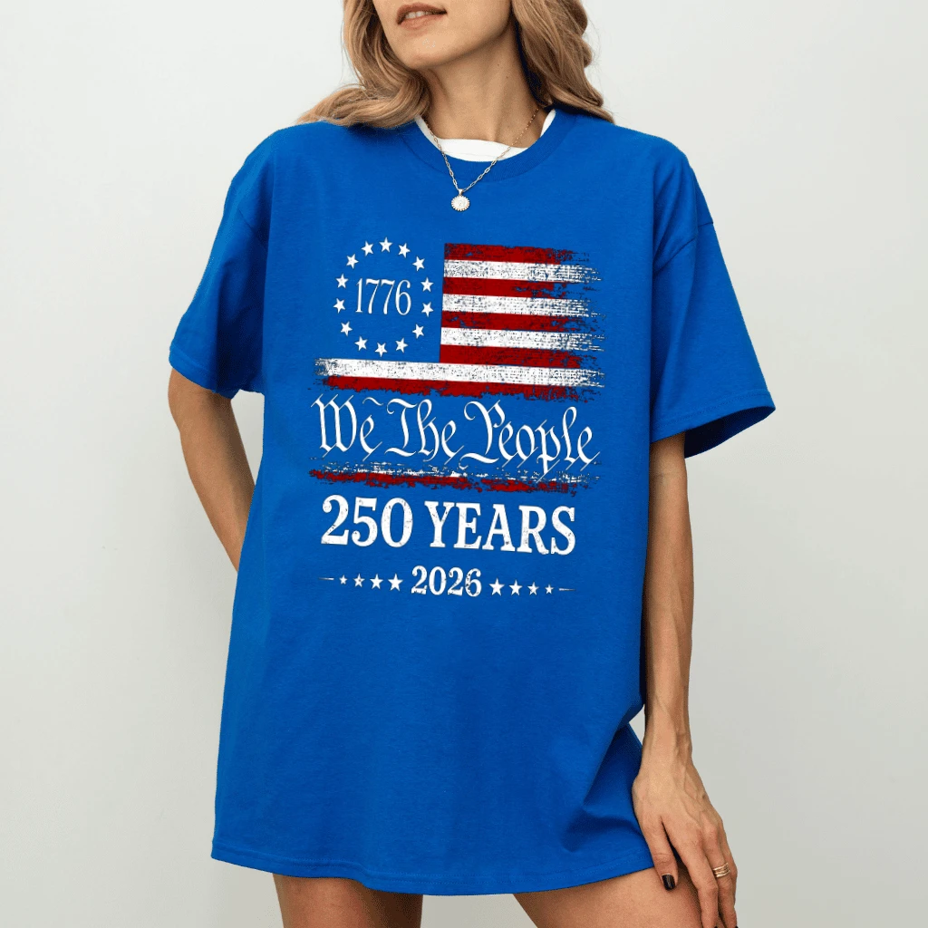 We The People 250 Years 2026 T-shirt - 1776 Patriotic America 250th Anniversary Gift for Him & Her - detail view