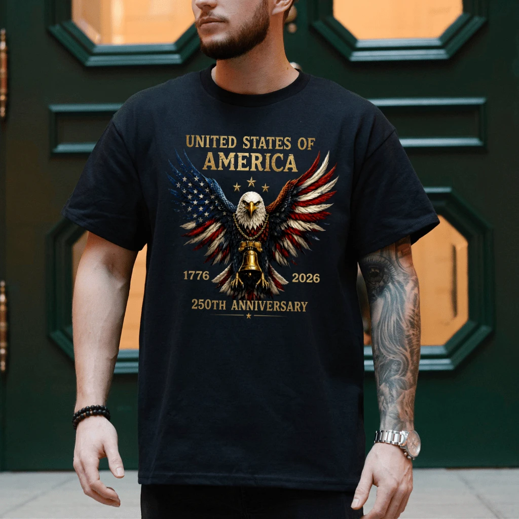 Retro 250th Anniversary of United States America T-Shirt - USA Independence Gift for Him & Her - back view