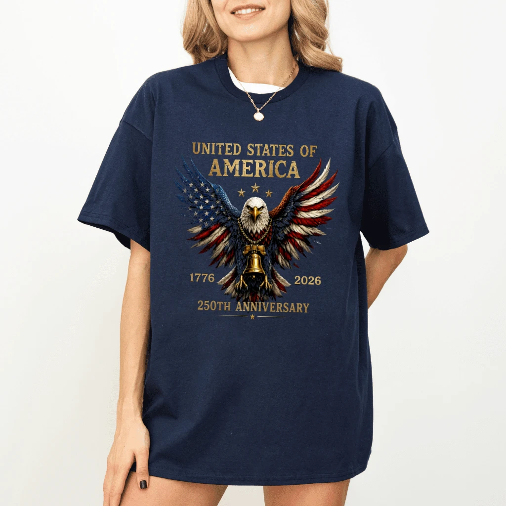 Retro 250th Anniversary of United States America T-Shirt - USA Independence Gift for Him & Her - detail view