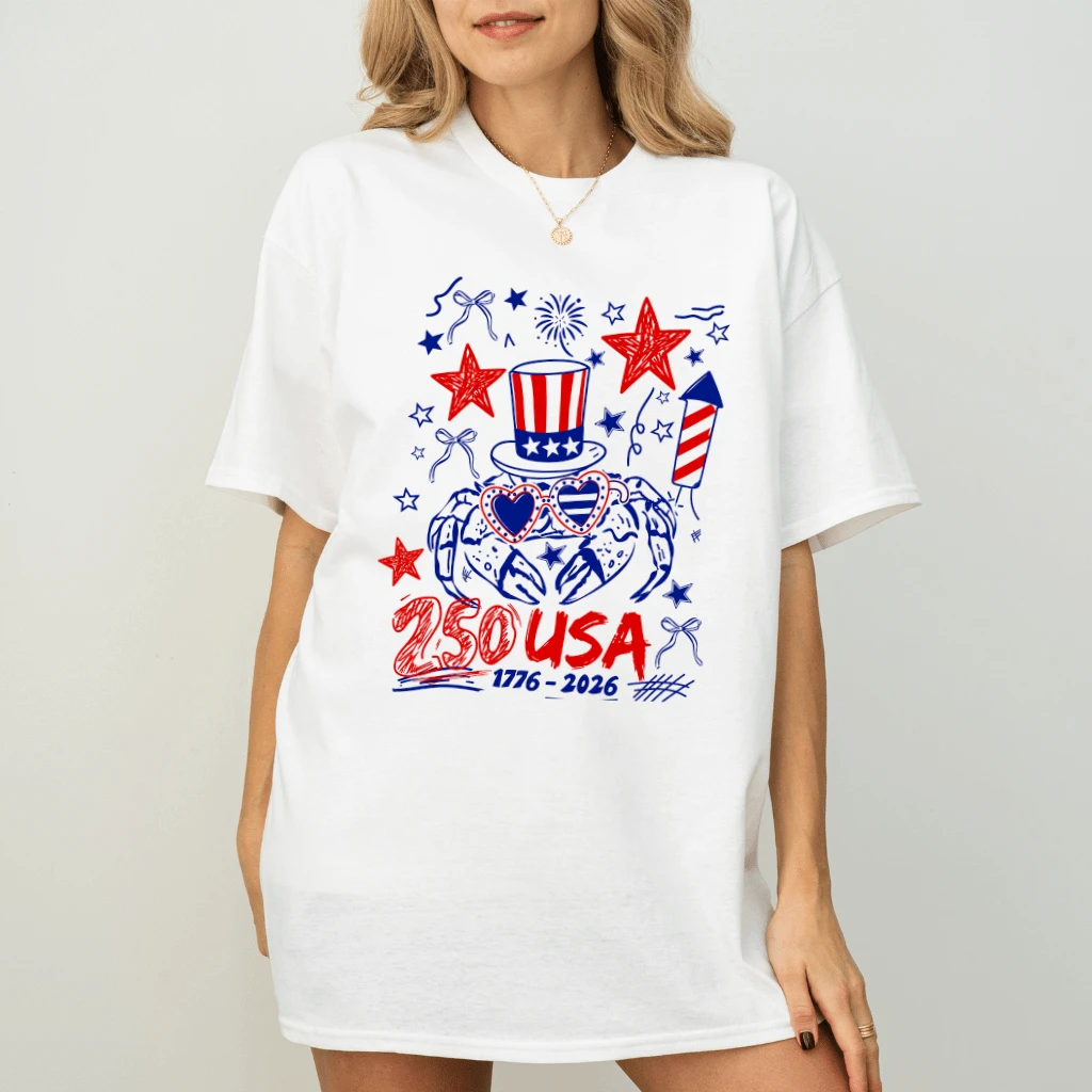 America 250 Crab T-Shirt - USA 250th Anniversary Gift for Crab Lover - back view
