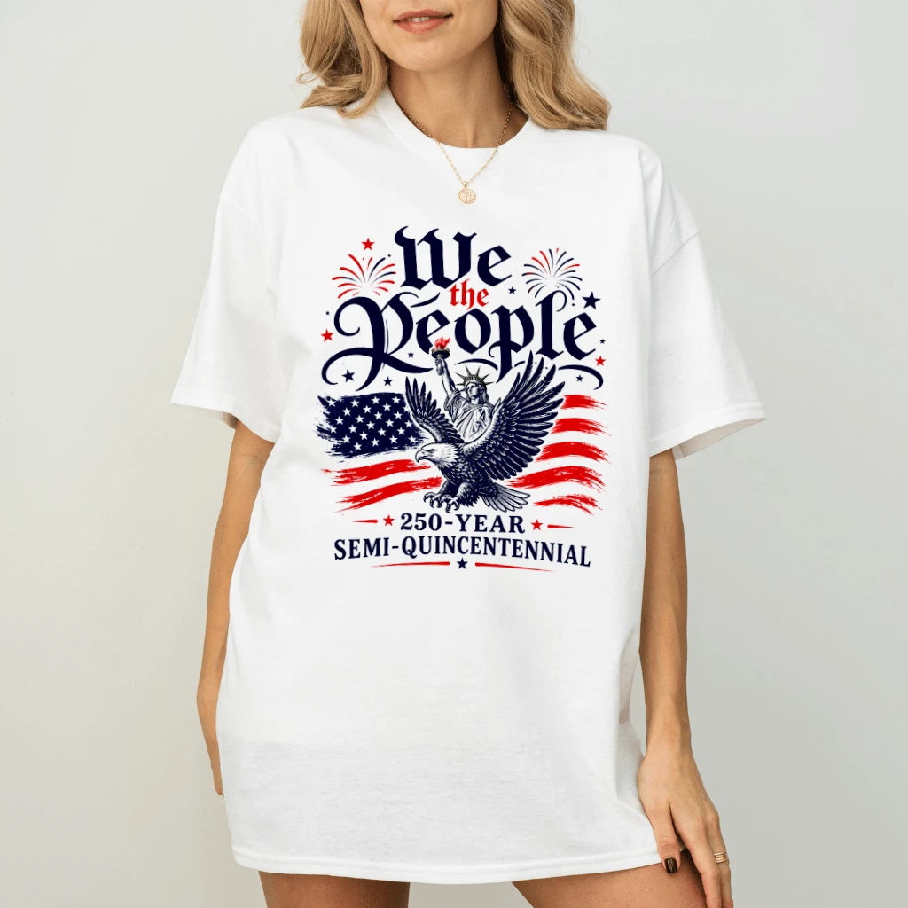We The People Eagle American Flag T-Shirt - 250th Semi-Quincentennial Gift for Him & Her - back view