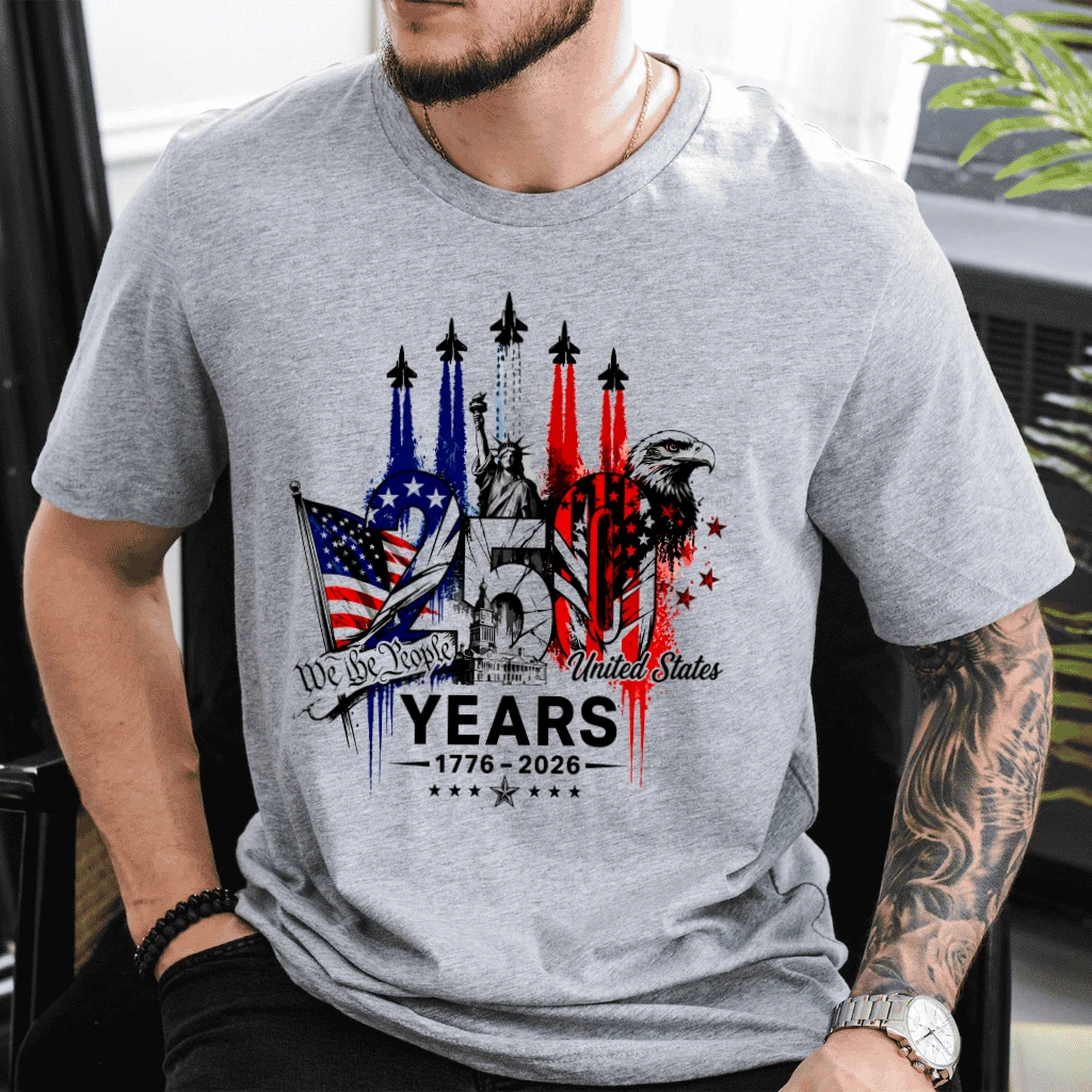 We The People 250 Anniversary USA T-Shirt - 4th of July America Gift for Him & Her - detail view