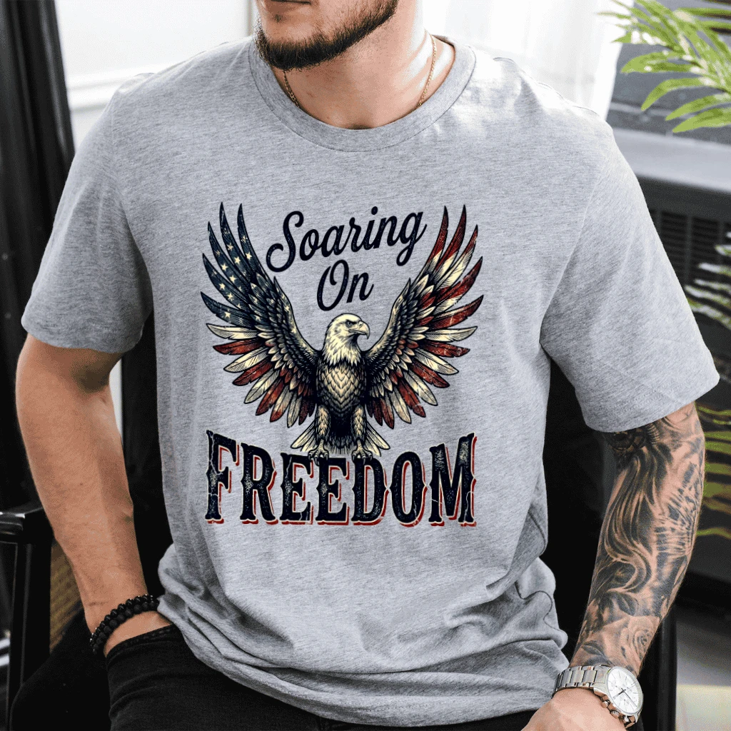 Soaring On Freedom American Eagle T-Shirt - USA 4th of July Patriotic Gift for Him & Her - back view
