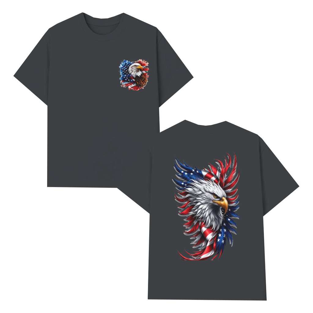 Patriotic Bald Eagle American Flag T-Shirt - Freedom USA Independence Day Gift for Him & Her - front view