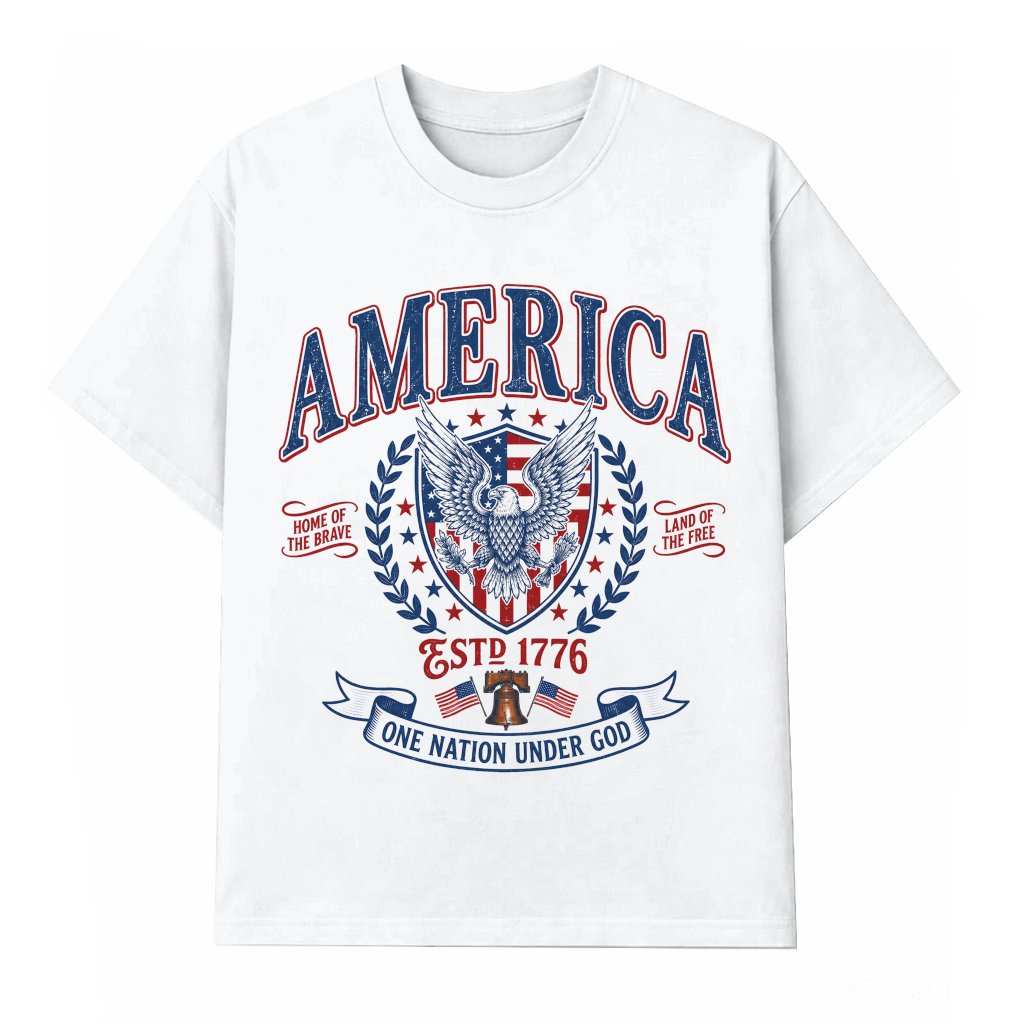 Retro America One Nation Under God T-Shirt - USA 4th of July Gift for Him & Her - front view