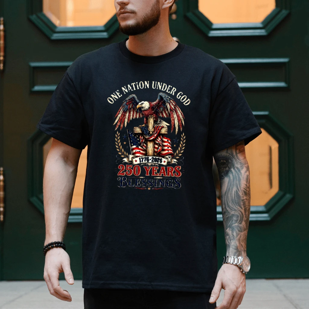 Patriotic Eagle 1776 2026 T-Shirt - One Nation Under God America 250 Years Gift for Him & Her - back view