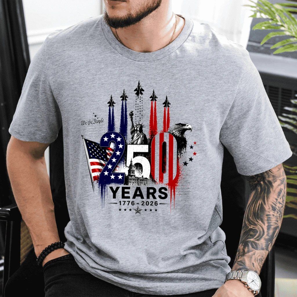 We The People America 250 Shirt - 1776 to 2026 Fighter Jet T-Shirt - 4th of July Gift for Him & Her - detail view