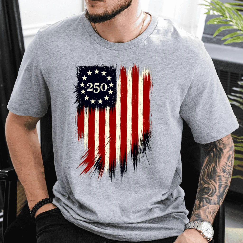 USA Flag 250 Years T-Shirt - Modern Patriot 1776-2026 Gift for American - back view