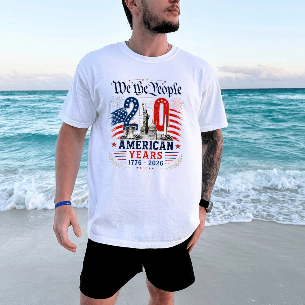 We The People American 250 Years T-Shirt - 1776 2026 Independence Day Gift for Him & Her - detail view