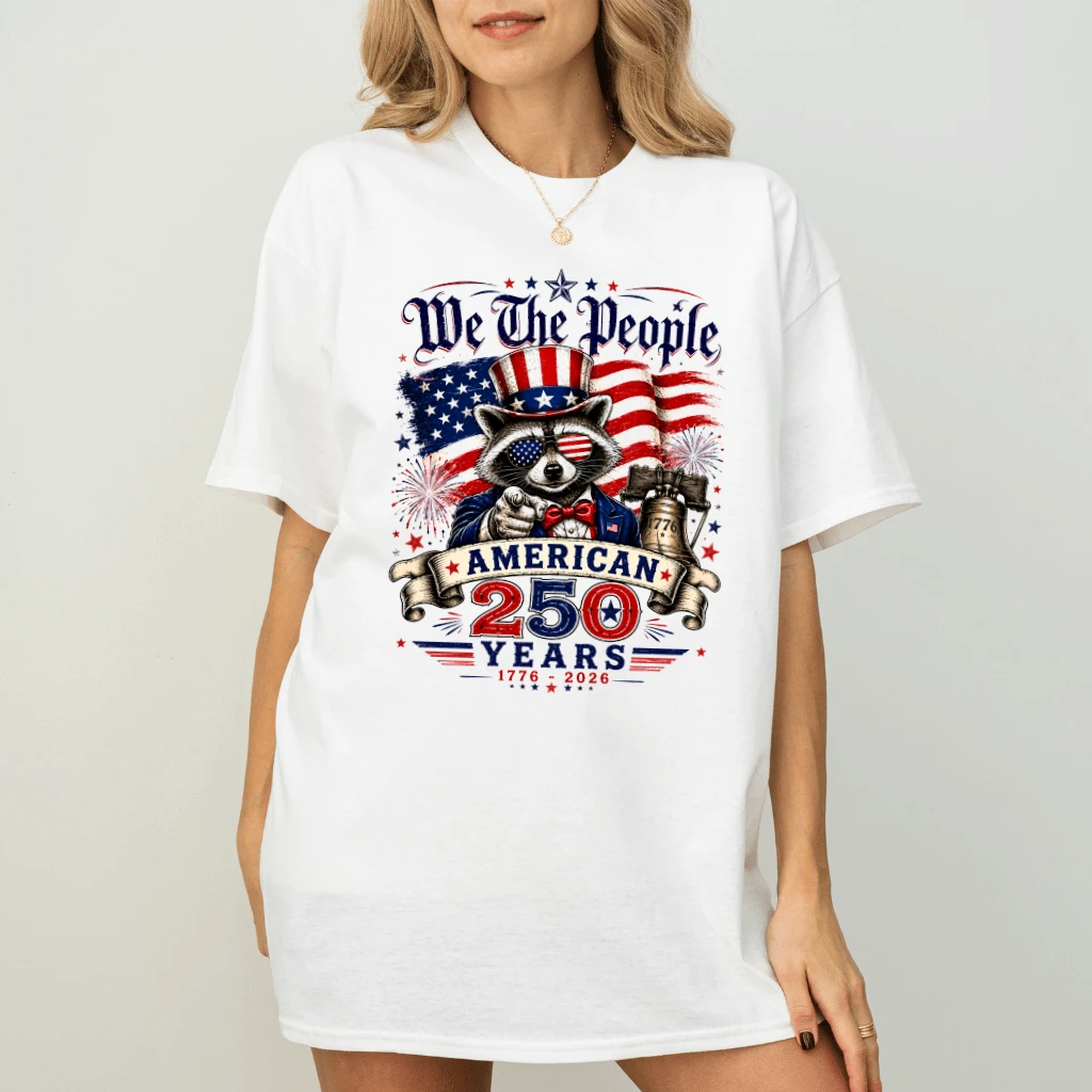 We The People Raccoon American 250 Years T-Shirt - Funny Fourth Of July Gift for Him & Her - back view