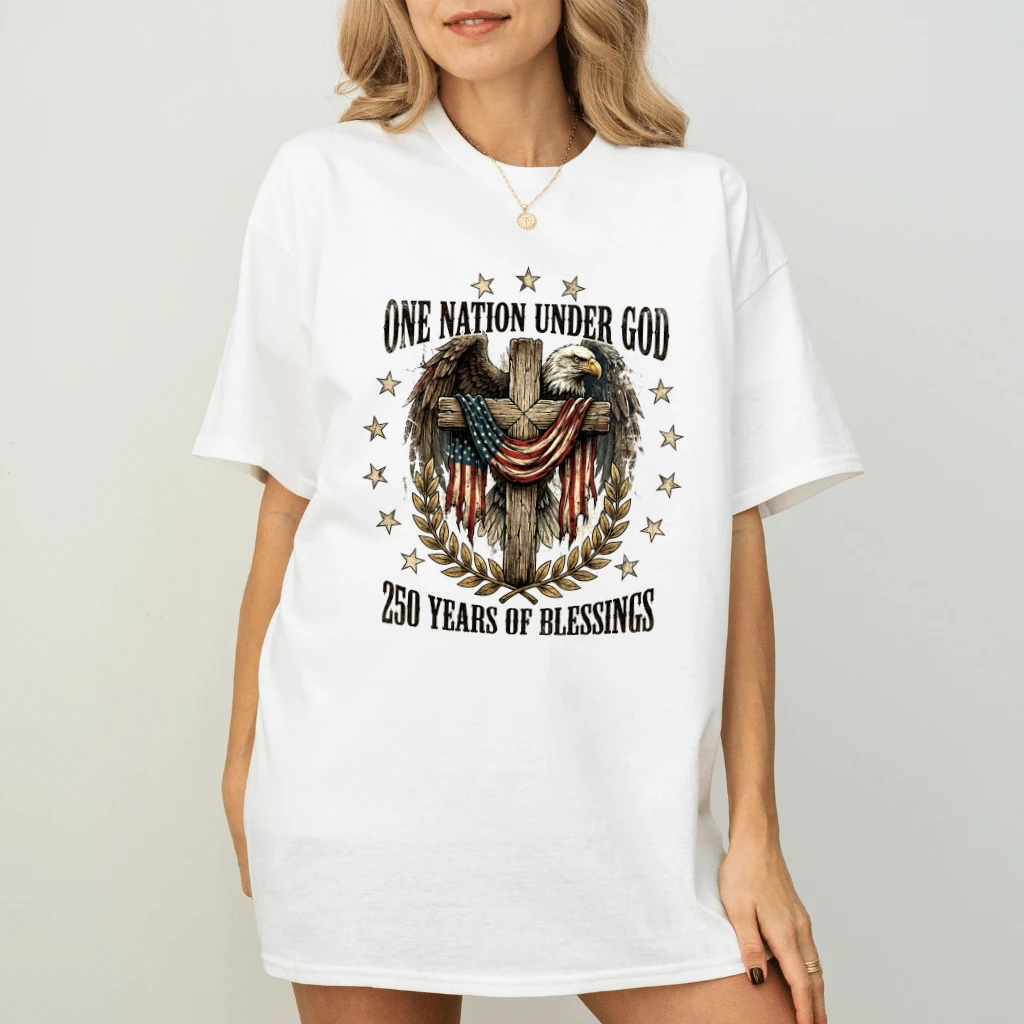 Vintage One Nation Under God T-Shirt - 250 Years Patriotic Christian Gift for Him & Her - back view