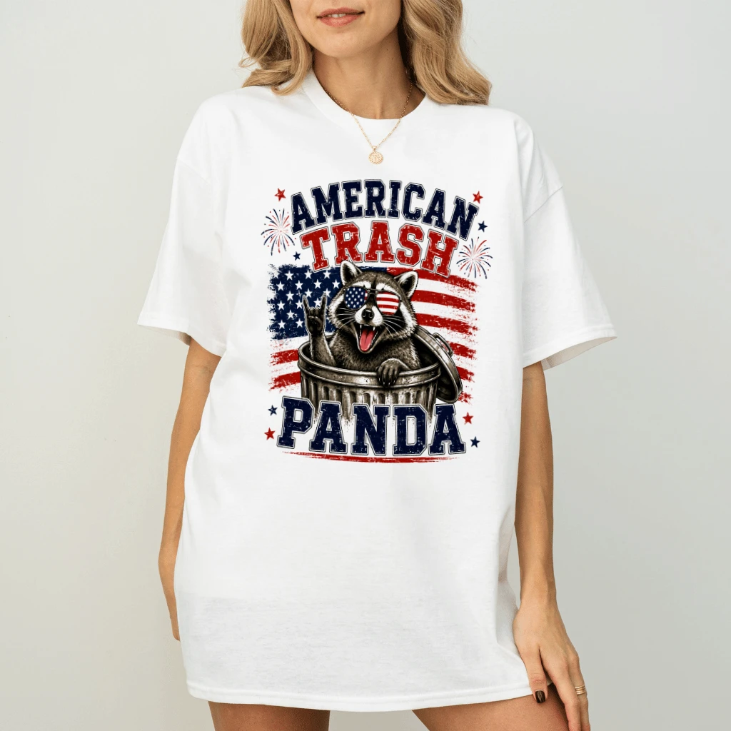 Retro American Trash Panda 250th Anniversary T-Shirt - Humor USA Patriotic Raccoon Gift for Him & Her - back view