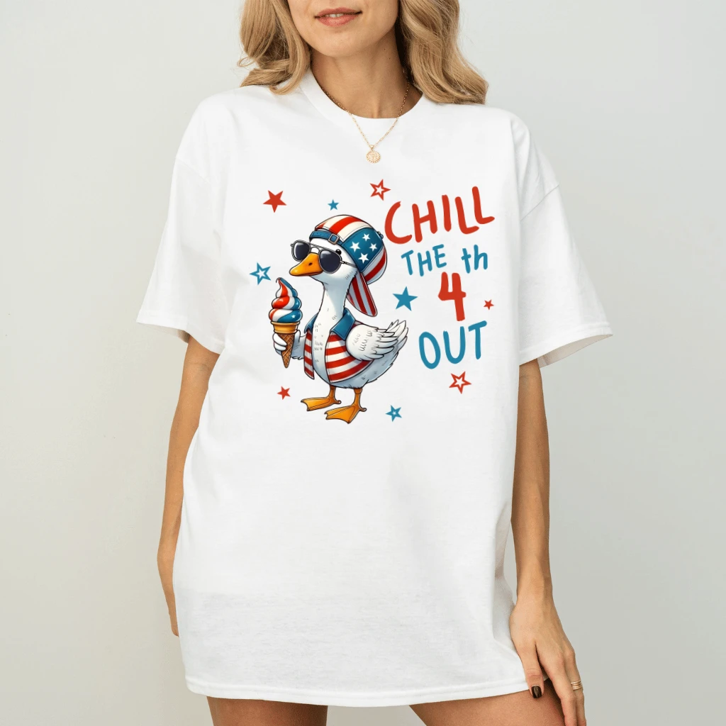 Chill The 4th Out America Goose T-shirt - Happy 4th of July Gift for Goose Lover - back view