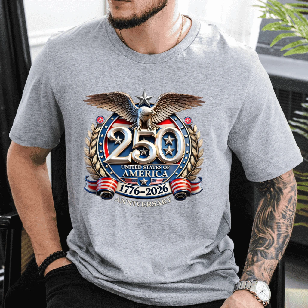 Trending USA 250th Anniversary T-Shirt | 1776 2026 Independence Day Gift for Him & Her - detail view
