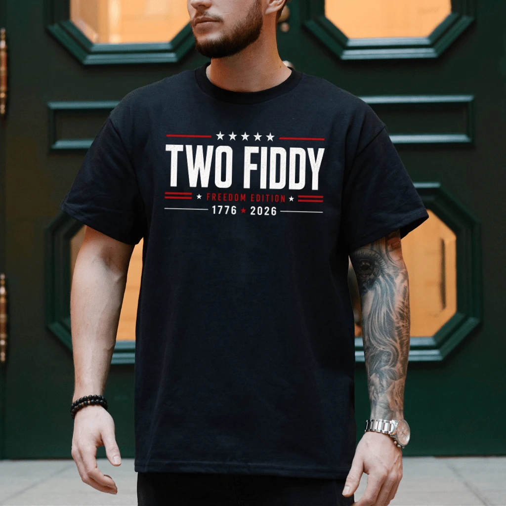 Retro Two Fiddy T-Shirt - 1776 2026 America Independence Gift for Him & Her - detail view