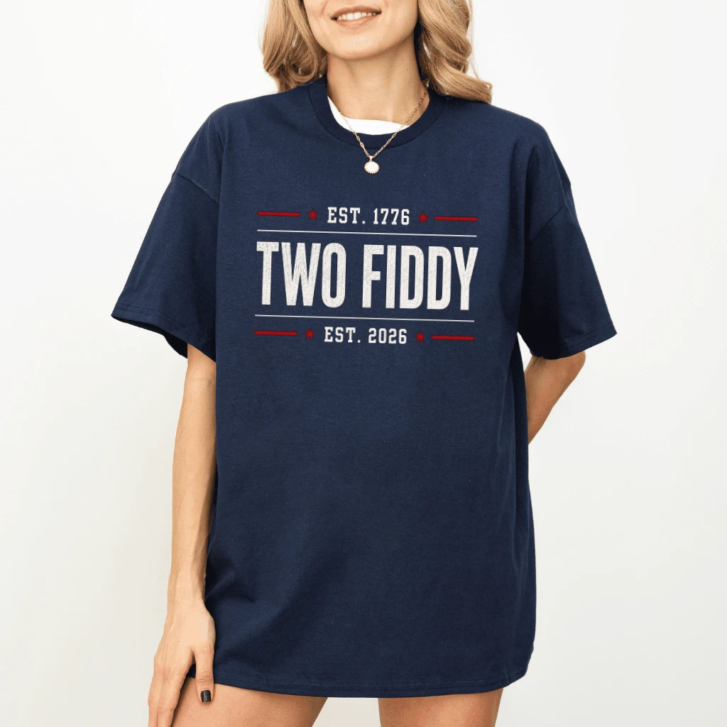 Vintage 1776 2026 Two Fiddy T-Shirt - Funny America 250 Years Gift for Him & Her - detail view