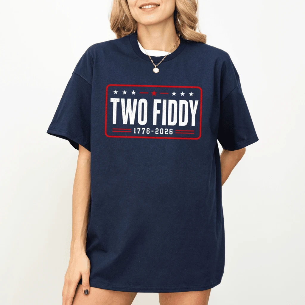 Retro Two Fiddy T-Shirt - Funny 250 Years of Freedom Gift for 4th of July - detail view