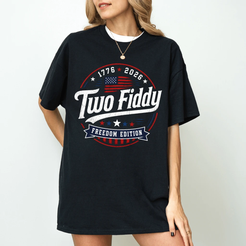 Retro USA Two Fiddy T-Shirt - Funny 250 Years Patriot Gift for Him & Her - back view