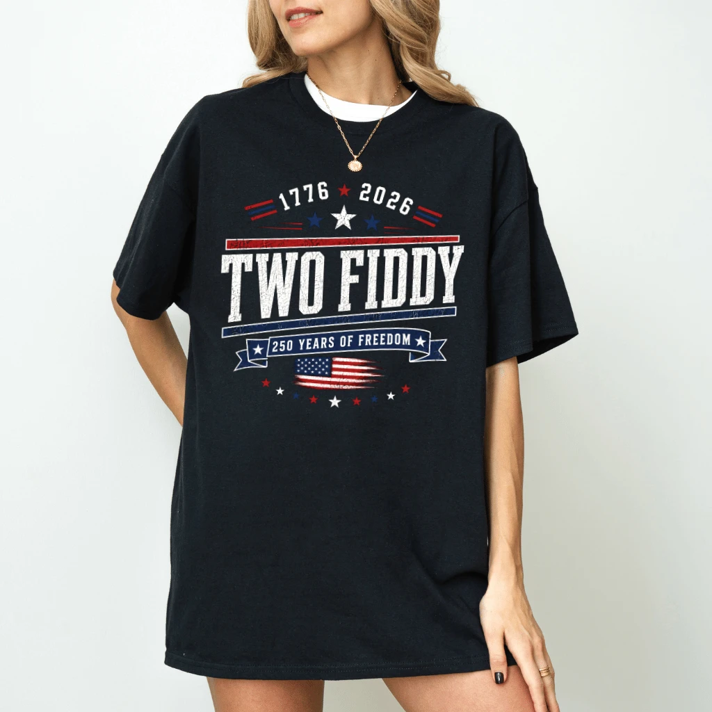 Retro America Two Fiddy T-Shirt - 250 Years of Freedom Gift for Him & Her on 4th of July - back view