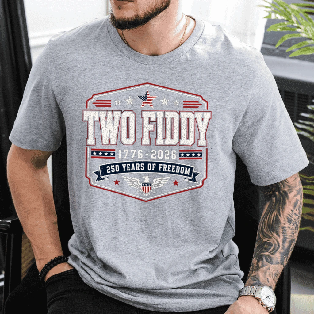 USA 250 Years of Freedom T-Shirt - Two Fiddy America Patriotic Gift for Him & Her - back view