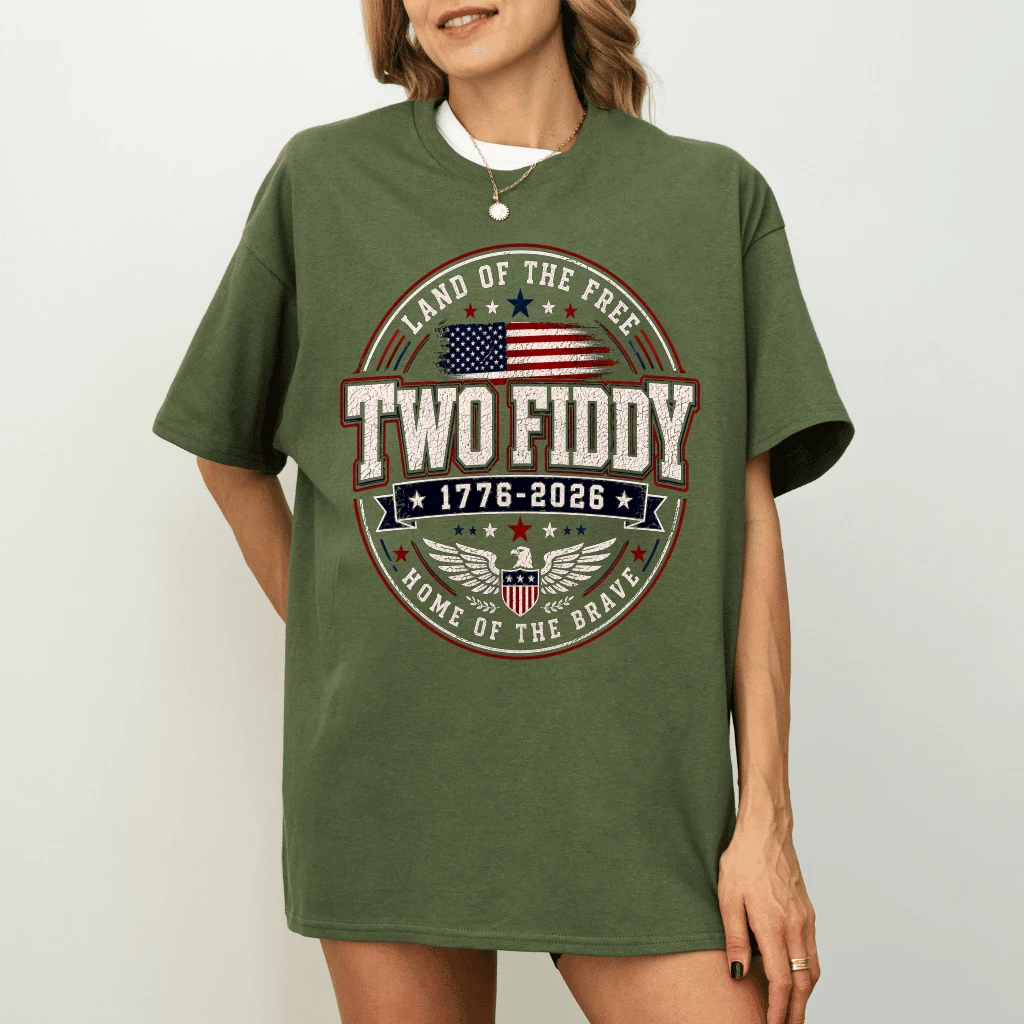 Vintage 1776 2026 Two Fiddy T-Shirt - USA Flag 250th Patriotic Gift for men women - detail view