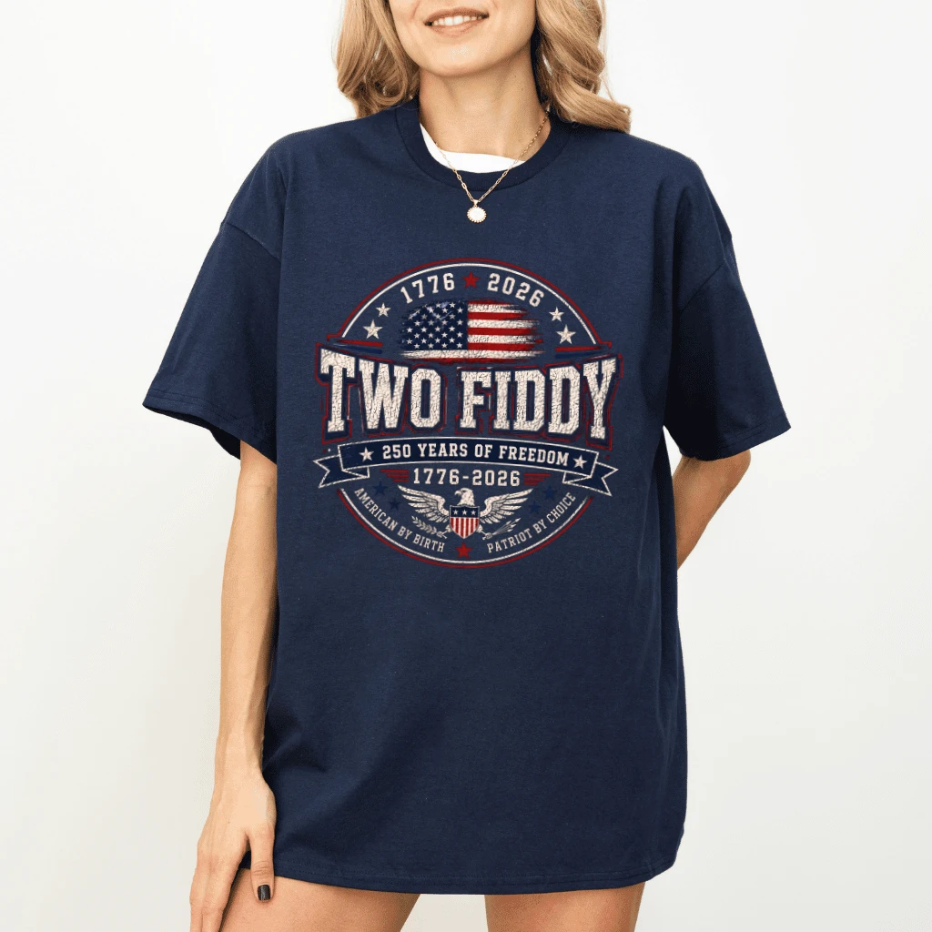 Vintage USA 4th of July Two Fiddy T-Shirt| America 250 Years Gift for men women - detail view