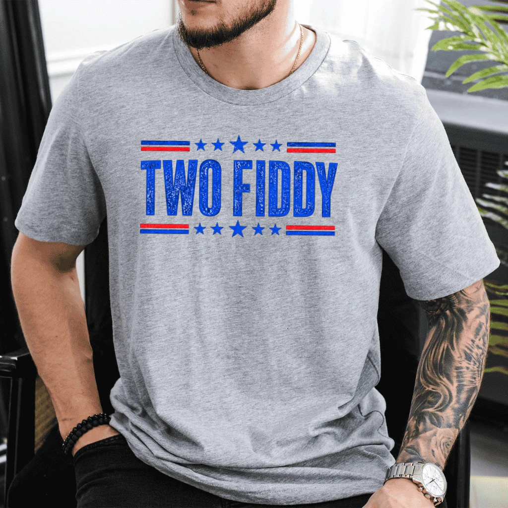 Retro USA Patriotic Two Fiddy T-Shirt| 250th Anniversary Gift for men women - detail view