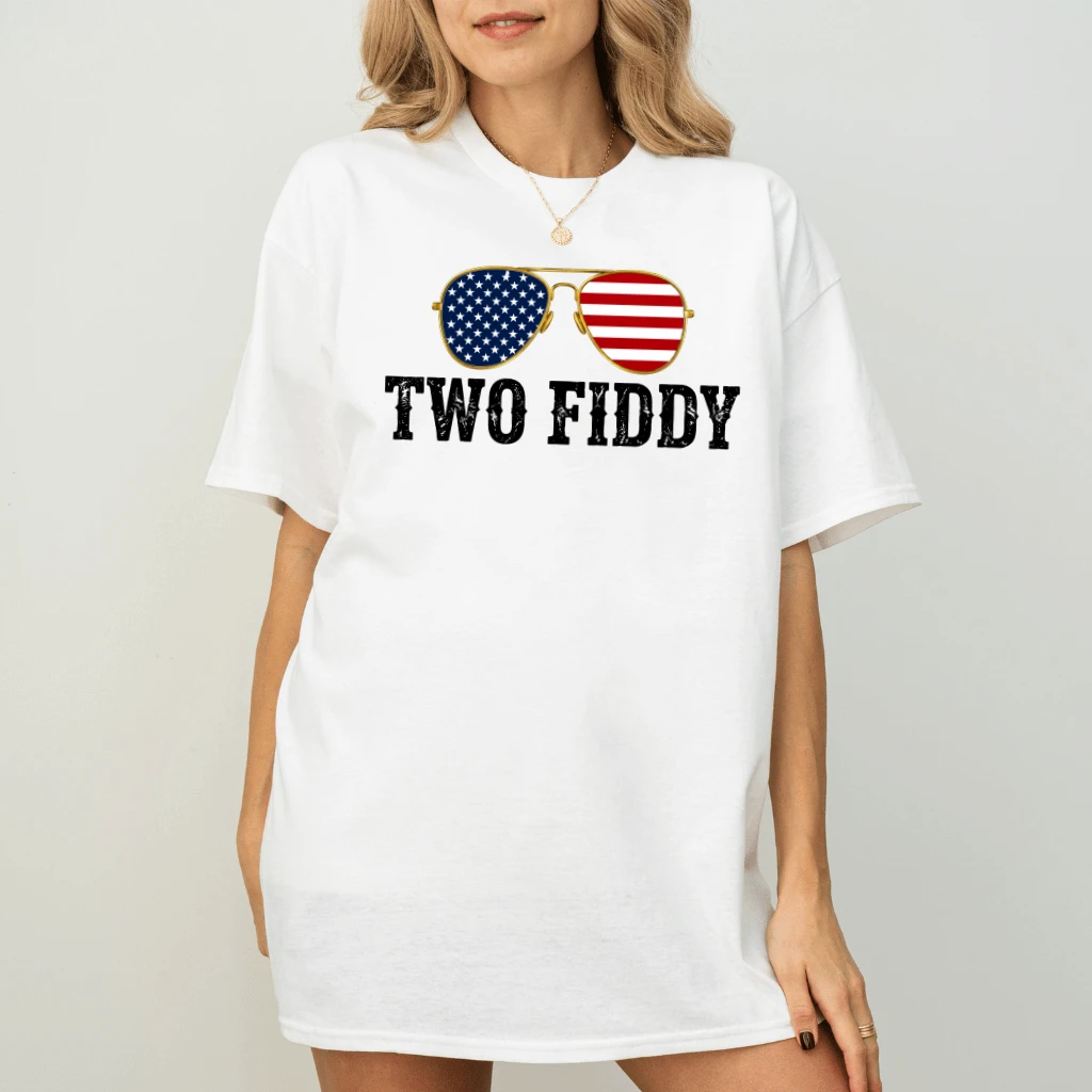 USA Flag Sunglasses Two Fiddy T-Shirt| America 250 Years of Freedom Gift for men women - back view