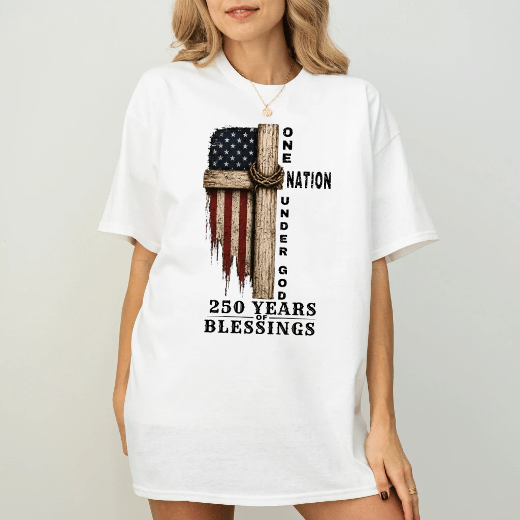 One Nation Under God T-Shirt| America 250 Years Blessing Patriotic Christian Gift for men women - back view