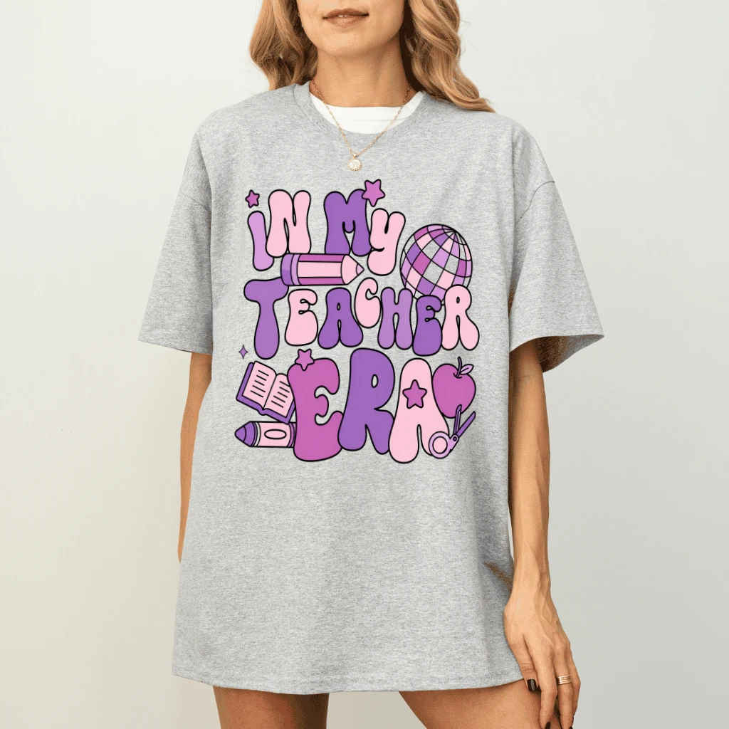 In My Teacher Era Funny Teacher T-Shirt for women| Cute Back To School Gift for Her - detail view