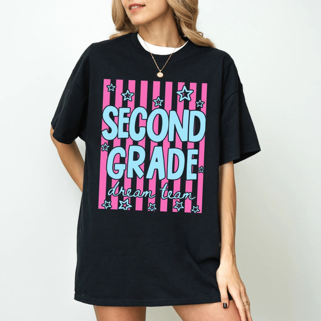 Second Grade Dream Team Funny Back To School T-Shirt| Cute Second Grade Teacher Gift for Her - back view