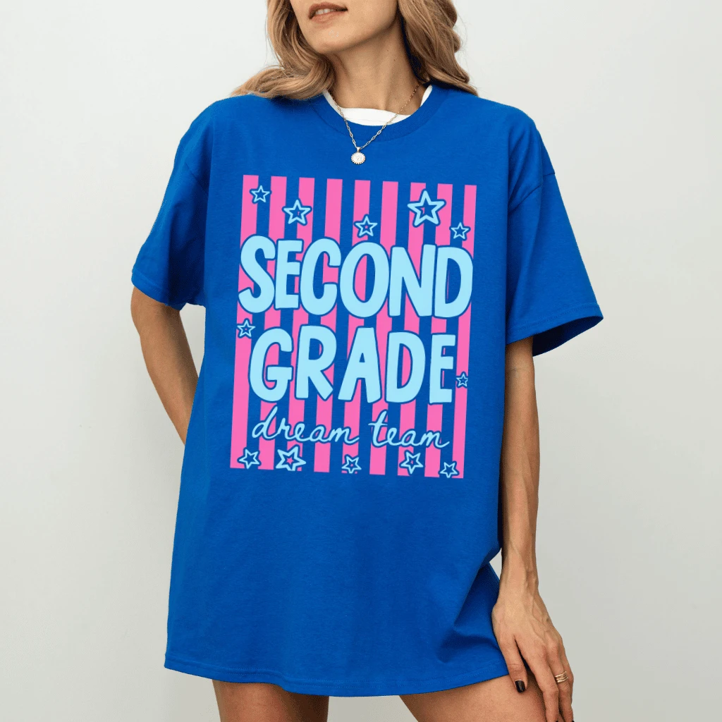 Second Grade Dream Team Funny Back To School T-Shirt| Cute Second Grade Teacher Gift for Her - detail view