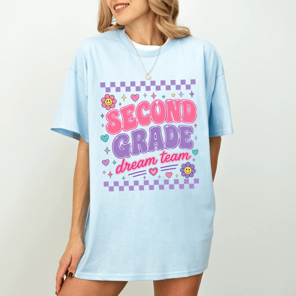 Cute Second Grade Dream Team T-Shirt| Back to School Gift for 2nd Grade Teacher Team - detail view