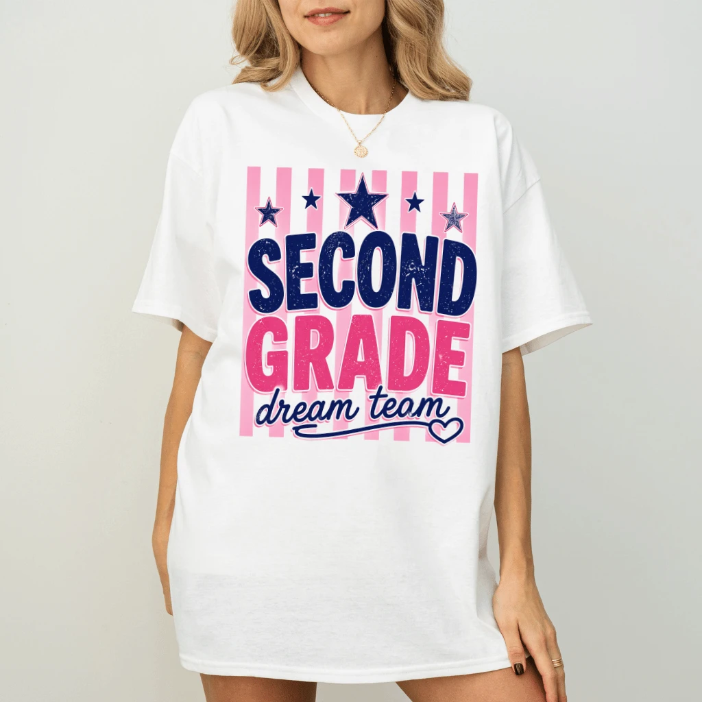 Summer Stripes Second Grade T-Shirt for women| Funny 2nd Dream Team Gift for Back To School - back view