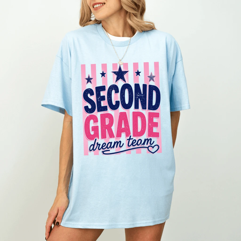 Summer Stripes Second Grade T-Shirt for women| Funny 2nd Dream Team Gift for Back To School - detail view