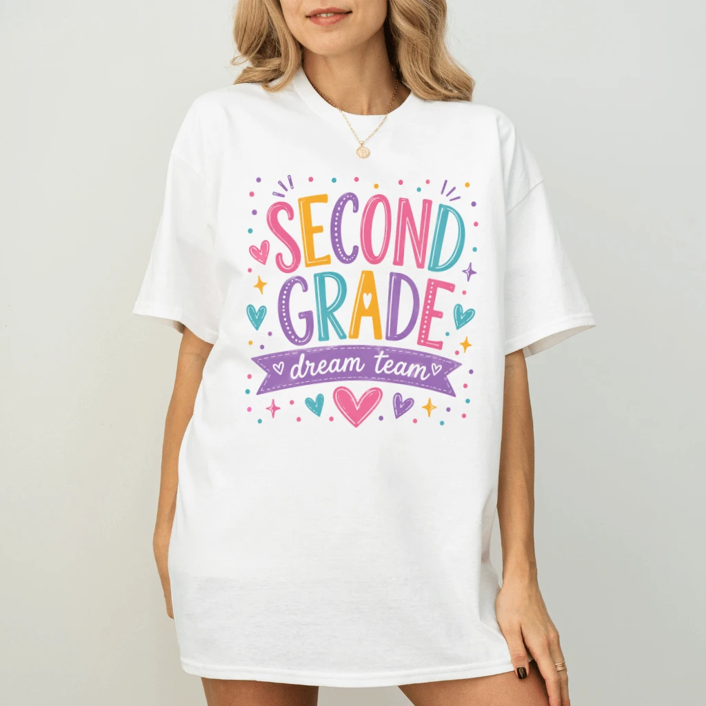 Trendy Second Grade T-Shirt- Cute Back To School Gift for Her - back view