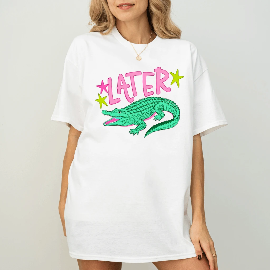 Preppy Later Gator T-shirt| Funny Schools Out Alligator Teacher Gift for Her - back view