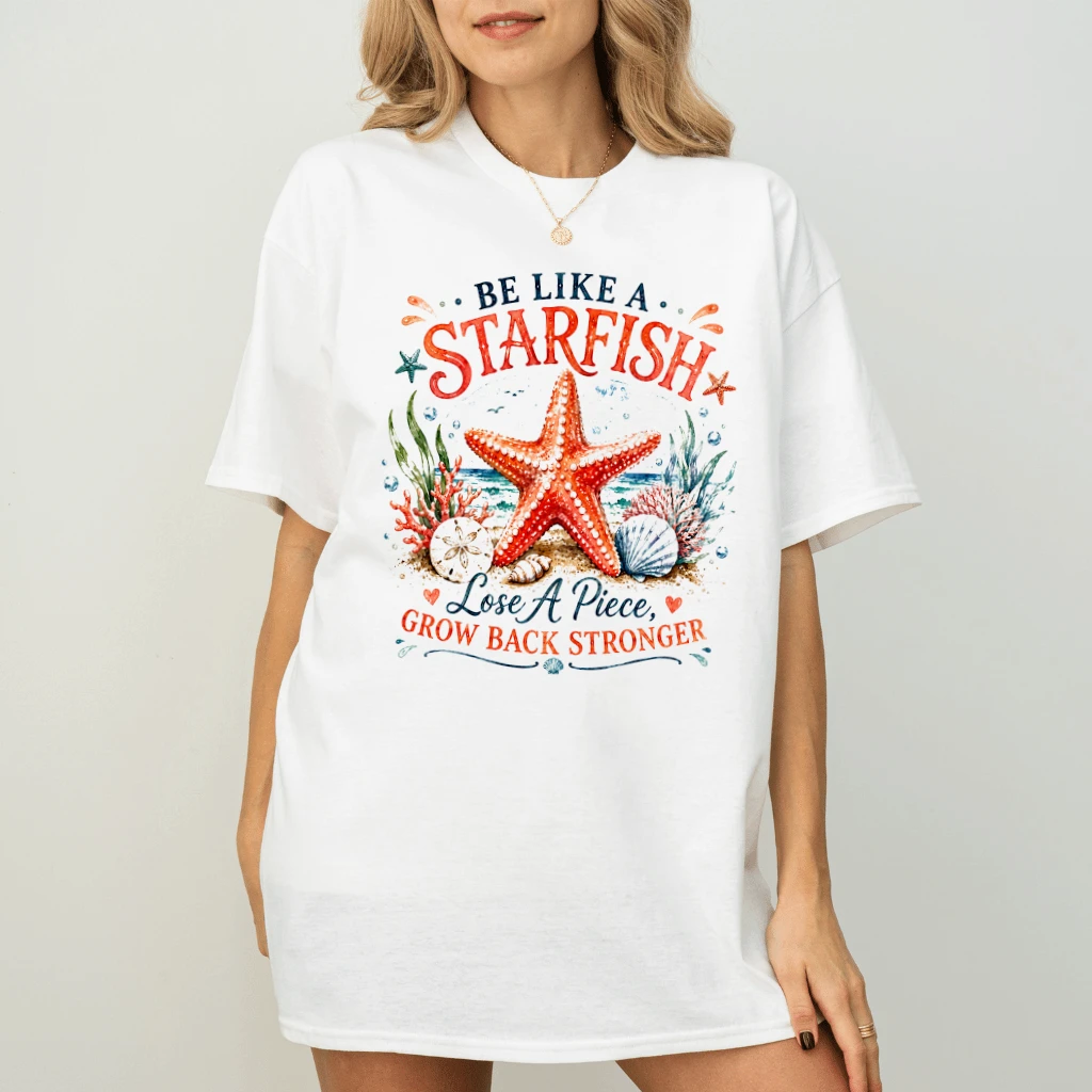 Be Like A Starfish T-shirt| Starfish Quote Summer Gift for women - back view