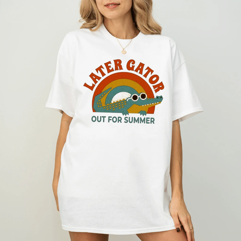 Cute Later Gator T-shirt| Out for Summer Funny Alligator Teacher Shirt for women - back view