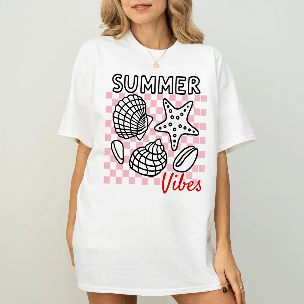 Coastal Summer Vibes T-Shirt| Cute Ocean Animals Gift for women - back view
