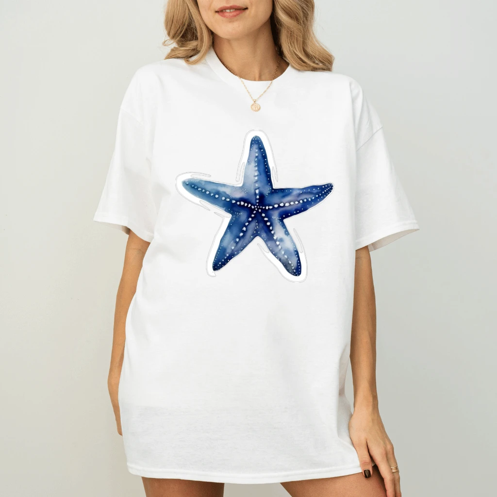 Watercolor Coastal Starfish T-Shirt| Coastal Summer Gift for Her - back view