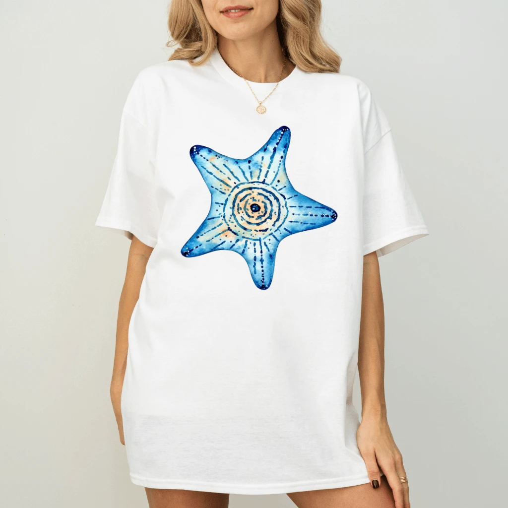 Blue Starfish T-Shirt| Cute Sea Star Gift for Ocean Animals Lover - detail view