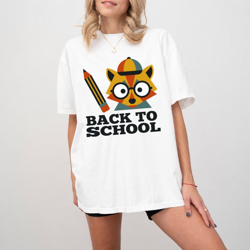 Comfort Colors Back To School Fox Shirt| Cute Geometric Fox Teacher Gift for First Day of School - back view