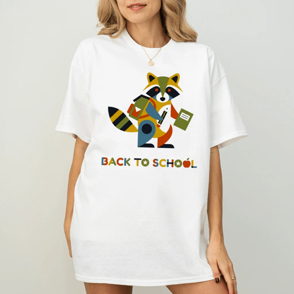 Modern Geometric Raccoon Back To School T-shirt| Cute Raccoon Teacher Gift for Him & Her - back view
