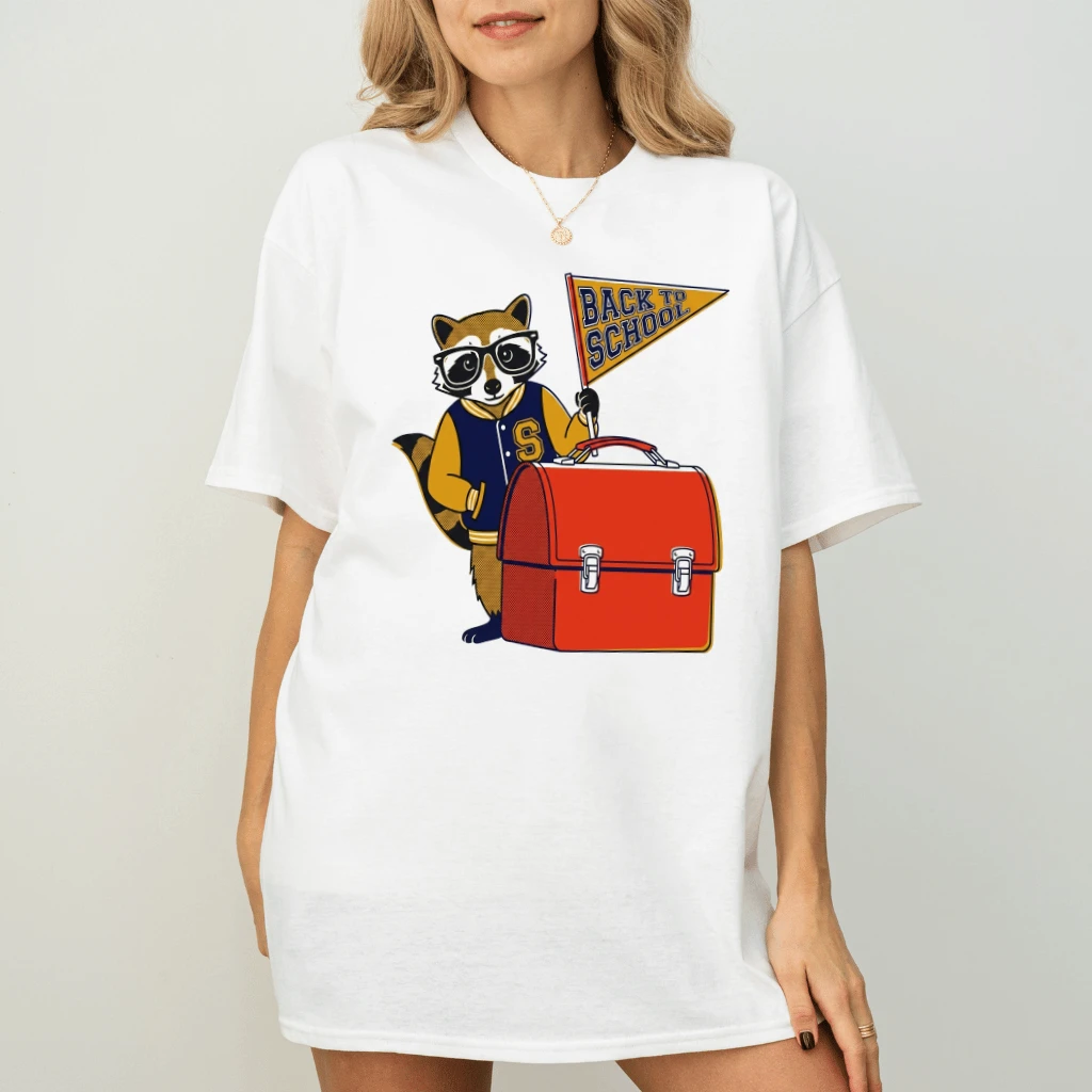 Cute Raccoon Backpack Back To School T-shirt| First Day of School Student Gift for Raccoon Lovers - detail view