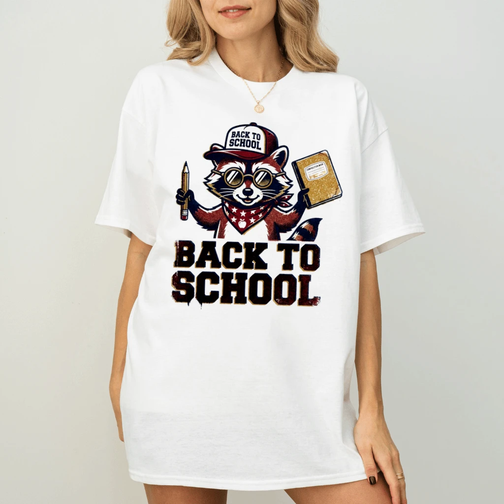 Retro Back To School Raccoon T-shirt| Funny Raccoon Gift for Student & Teacher - back view