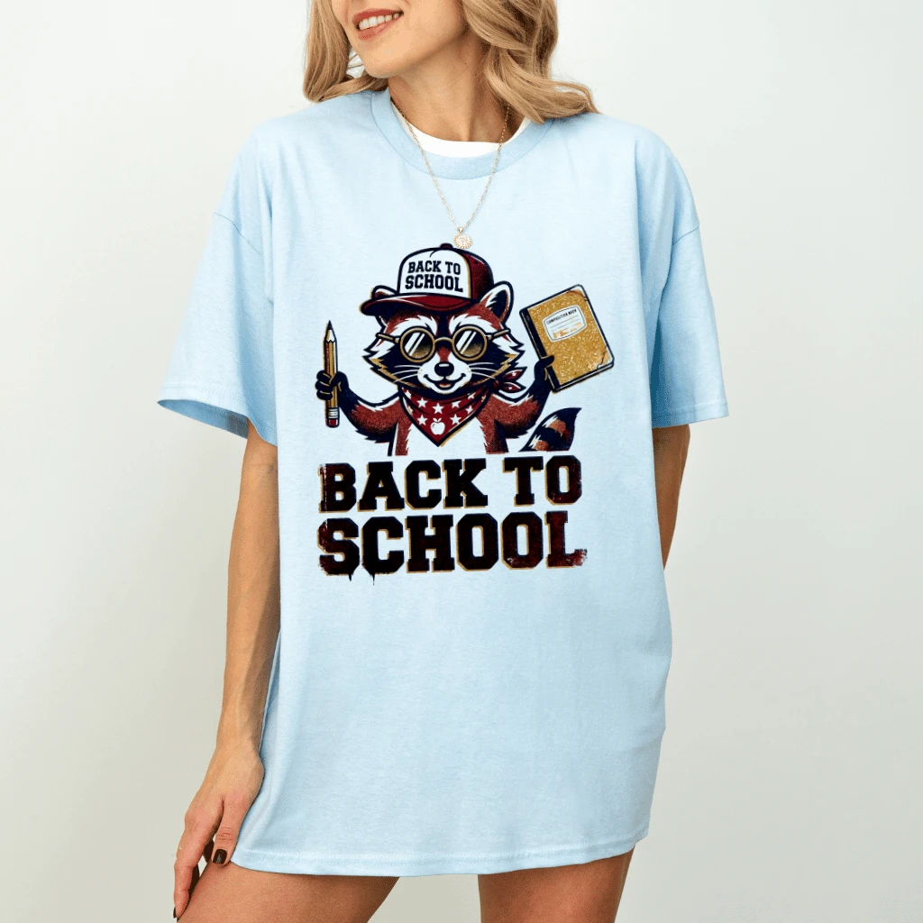 Retro Back To School Raccoon T-shirt| Funny Raccoon Gift for Student & Teacher - detail view