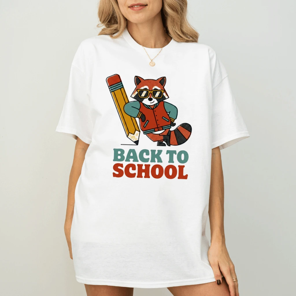 Cute Pencil Raccoon Back To School T-shirt| Funny Raccoon Student Teacher Gift for Him & Her - back view